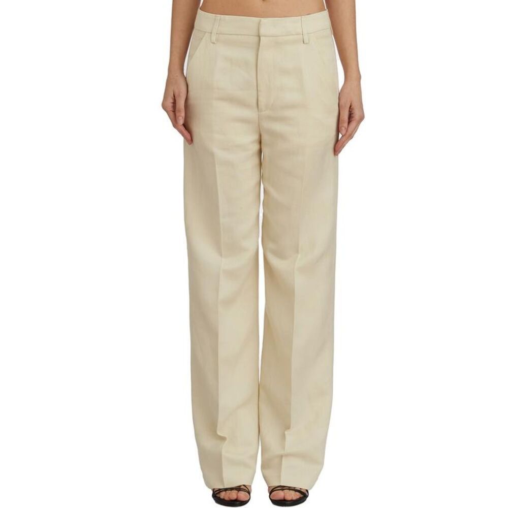 DONDUP Wide Leg Tailored Trousers Women Beige Pants